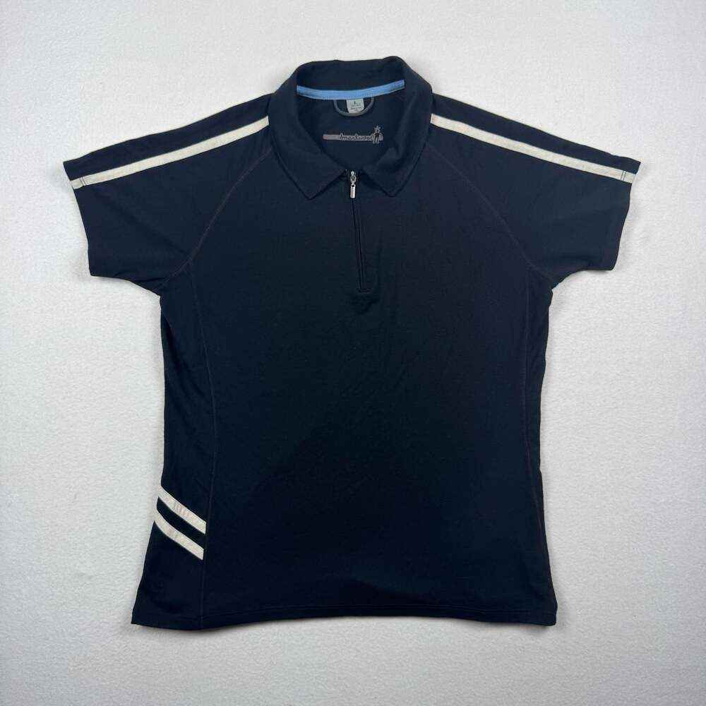 Smartwool Women's Black Zip-Front Short Sleeve Polo Shirt Size L
